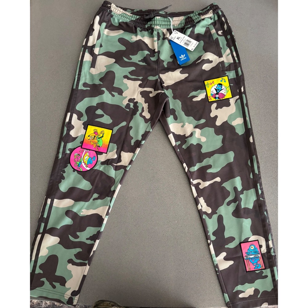 Adidas Jeremy Scott Camo Track Pant Mens XL Green Camouflage Monster PatchH53372